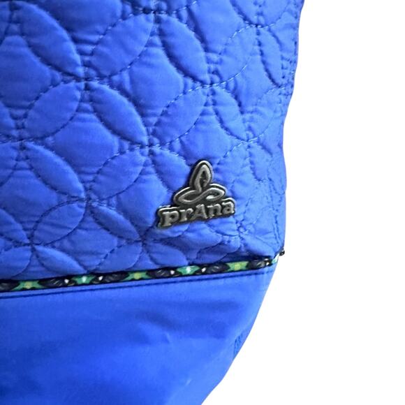 prAna Quilted Nylon Tote Bag Blue Large Travel Shoulder Bag Weekender 21x16 - Picture 3 of 14
